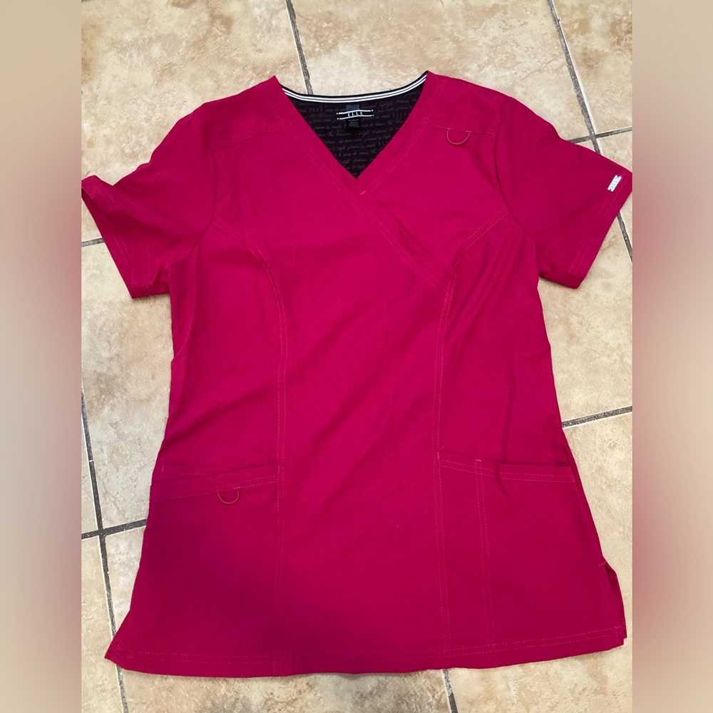 Elle pink scrub top S